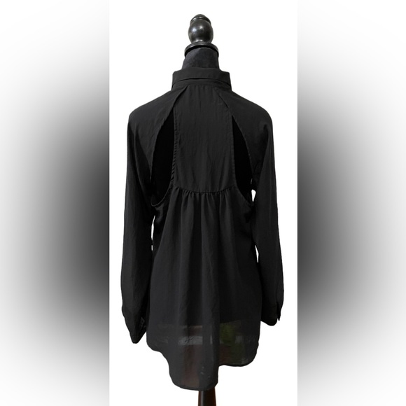 Have Tops - Have: Black Button Down Shirt with Cut out in Back